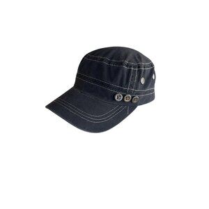 Vintage Style Black Military Cadet Cap Adjustable Back Strap